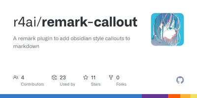 A remark plugin to add obsidian style callouts to markdown - r4ai/remark-callout