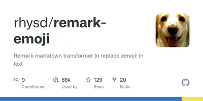 Remark markdown transformer to replace :emoji: in text - GitHub - rhysd/remark-emoji: Remark markdown transformer to replace in text